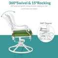 thumbnail image 4 of MEETWARM 7-Piece Outdoor Patio Dining Set, All-Weather Cast Aluminum Patio Conversation Set with 6 Cushioned Swivel Rocker Chairs for Backyard Garden Deck, 1 Rectangular Table, White, 4 of 7