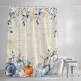 thumbnail image 3 of Shower Curtains for Bathroom, Blue Pumpkins Fall Waterproof Fabric Shower Curtain, Thanksgiving Leaves Farmhouse Decorative Bathroom Curtain for Bathtub, 36"x72", No Hooks Included, 3 of 9