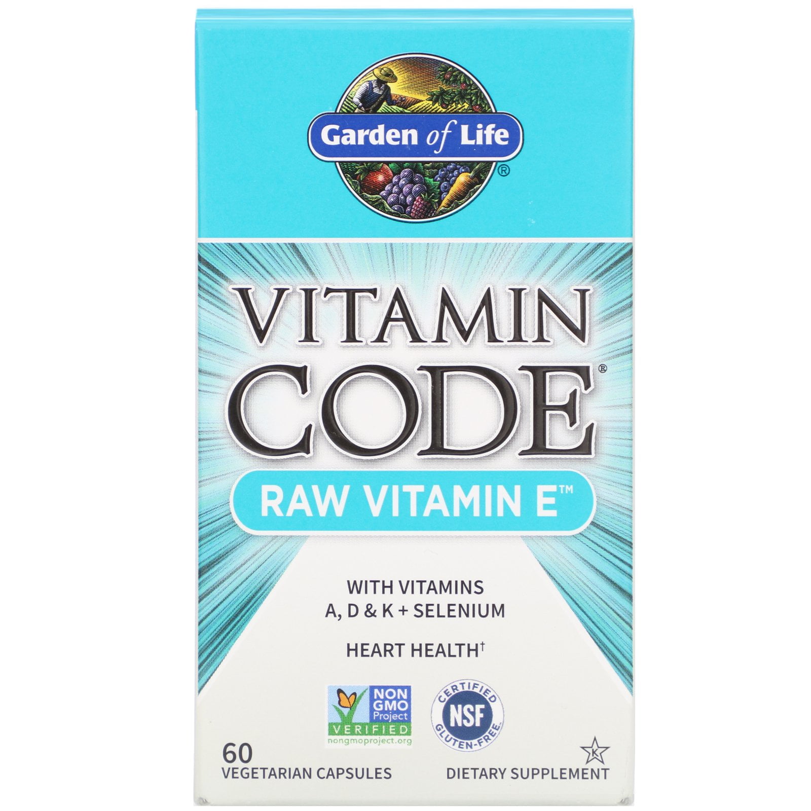Garden of Life Vitamin Code, RAW Vitamin E, 60 Vegetarian Capsules