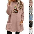 thumbnail image 6 of Lovskoo Fuzzy Fleece Pullover Tops for Women Winter Warm Christmas Printed Long Sleeve with Pocket Crewneck Solid Color Warm Top Gray, 6 of 6
