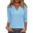 thumbnail image 2 of GUACER Womens 3/4 Sleeve Tops Casual Pintuck V Neck Relaxed Fit Blouses Trendy Tops for Ladies, 2 of 8