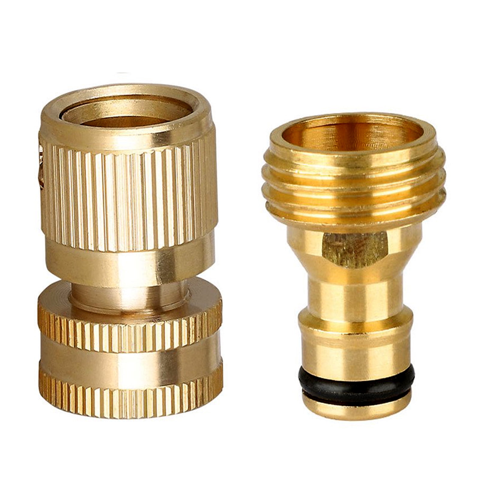 1 Set Garden Hose Quick Connector 3/4" GHT Brass Easy Connect Fitting Yard Tool 