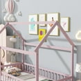 thumbnail image 4 of Twin Size House Floor Bed Frame,Wooden Montessori Floor Bed with Fence ,Pink, 4 of 6