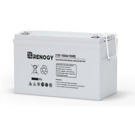 Renogy 100Ah Deep Cycle AGM Battery 12 Volt, 1100A Max Discharge Current, Safe Charge Appliances, RVs, Marine, Solar, off-Grid