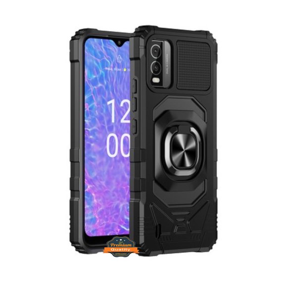 For Motorola Moto G Play 2024 Hybrid Magnetic Car Mount with Ring Kickstand Stand Holder Dual Layer Armor Protective [Military Grade] Phone Case Cover by Xpression - Black