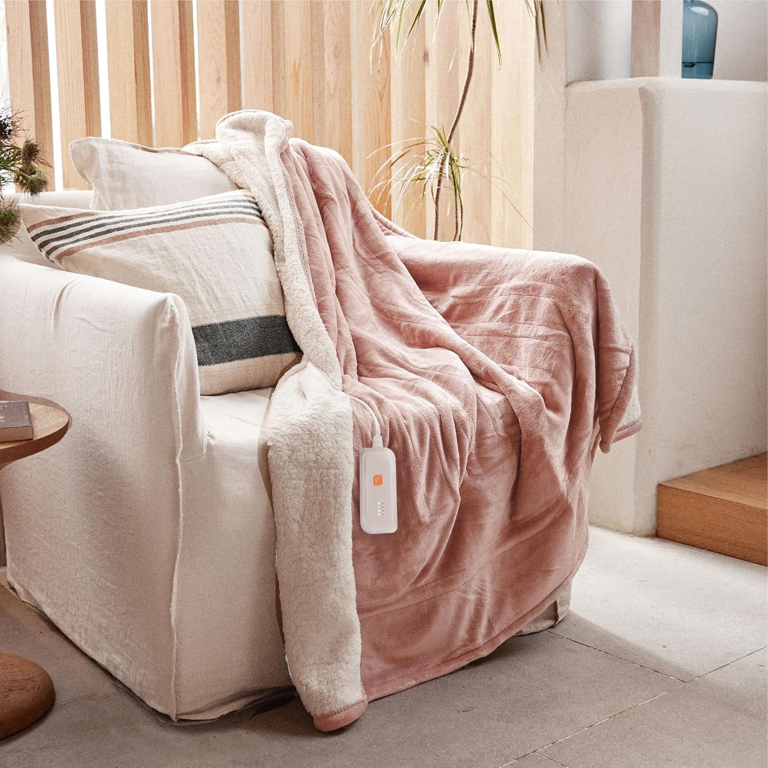 Heated Blanket Electric Throw 50''X60''- Soft Silky P Electric Blanket with 4 Heating Level & 3 Hour Auto Off Heating Blanket, Machine Washable (Rose Dust)
