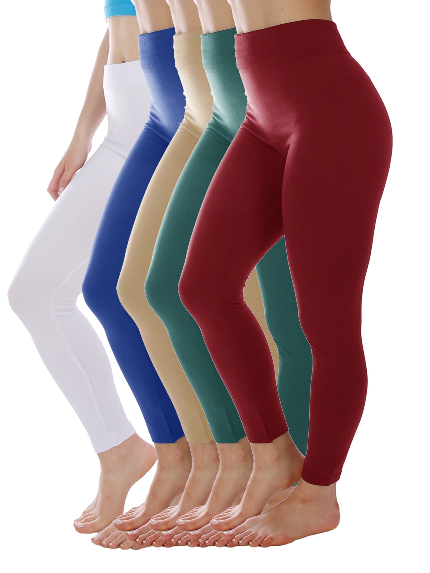 4-Pack Warm Fleece Lined Thick Brushed Full Length Leggings Tights 