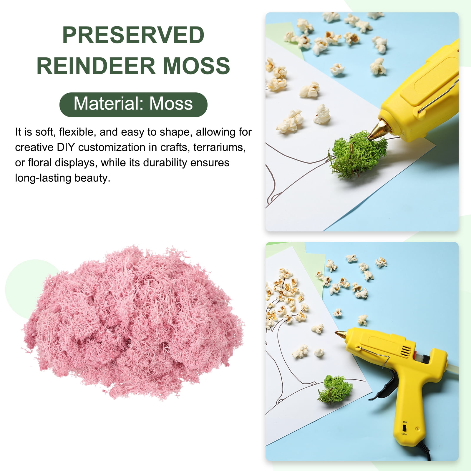 Uxcell 7.8oz Preserved Reindeer Moss Pink Decorative Artificial Fake Moss