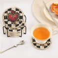 thumbnail image 5 of Haosy Set of 6 Drink Woven Coaster with Holder Heat Resistant Non-Slip Bar Coasters 4 Inches Valentines Heart Rose Checkerboard, 5 of 7