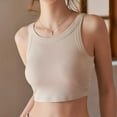 thumbnail image 3 of Fnooota Womens Tank Tops with Built in Bras, Crewneck Stretch Slim Fit Ribbed Workout Tops Undershirts Beige Size M, 3 of 6