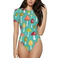 thumbnail image 2 of Uemuo Mushrooms Pattern Women's One Piece Short Sleeve Swimsuit Rash Guard Surfing Modest Quick-drying Swimsuit Beach Essentials-XX-Large, 2 of 9