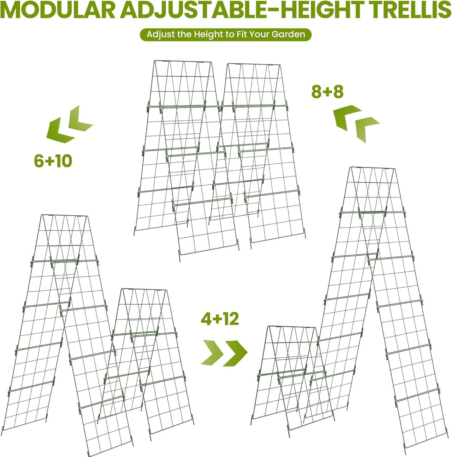Heavy Duty Adjustable A-Frame Trellis for Climbing Plants,48"x16", Rust-Proof Metal Garden Trellis with Dense Grid, Ideal for Raised Beds, Cucumbers, Tomatoes, Beans, and Outdoor Vines (1 Pcs)