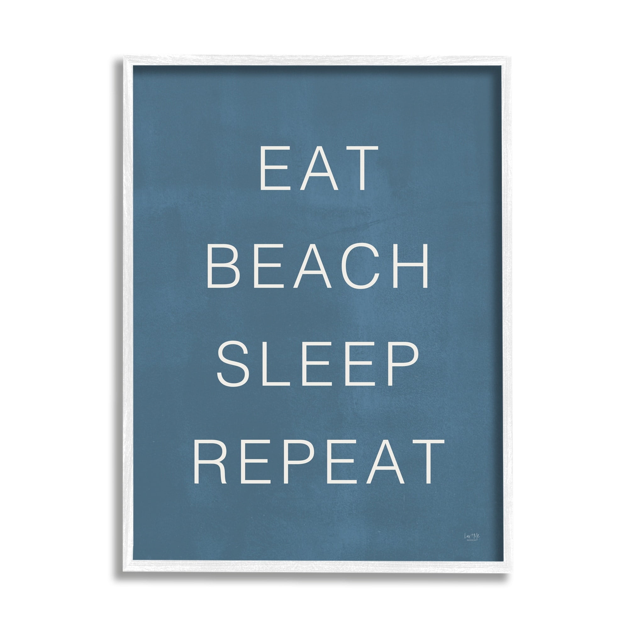 Stupell Industries Eat Sleep Beach Repeat Phrase Nautical Blue,11 x 14, Design by Lux + Me Designs