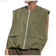 thumbnail image 6 of DuoJiaJ Womens Sleeveless Jacket, Crew Neck with Pocket Open Front Zip Green XXL, 6 of 6