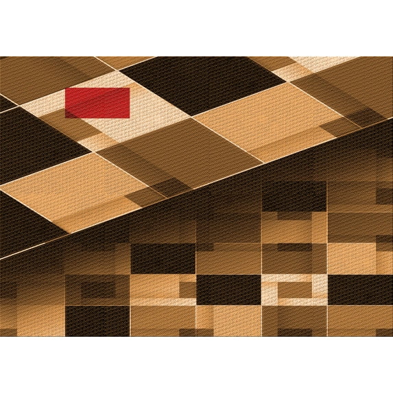 Ahgly Company Indoor Rectangle Patterned Papaya Orange Area Rugs, 5' x 7'