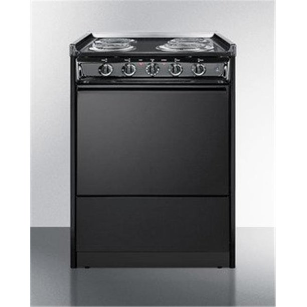 Summit TEM610CR 24 in. Wide Slidein Coil Top Electric Range In Black