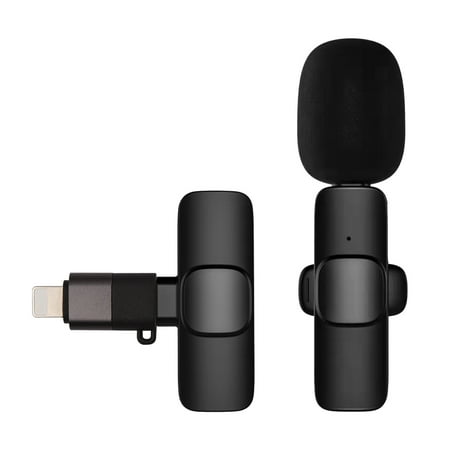 Dcenta Wireless Lavalier Microphone Clip-on Omnidirectional Mic Microphone System with Type-C Port Wind Muff Adapter Replacement for Android iOS Smartphone Live Stream Interview Recording Video