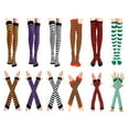 thumbnail image 5 of Women Socks Striped Knee High Socks Arm Warmer Fingerless Gloves Set for Halloween Christmas, 5 of 6