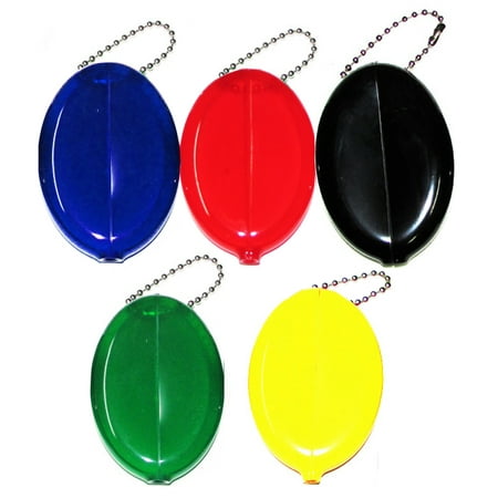 Hat Coin Purse - USA MADE OVAL SQUEEZE COIN PURSES | GREAT FOR TRAVEL MULTI-PURPOSE | 5 UNITS IN POPULAR COLORS