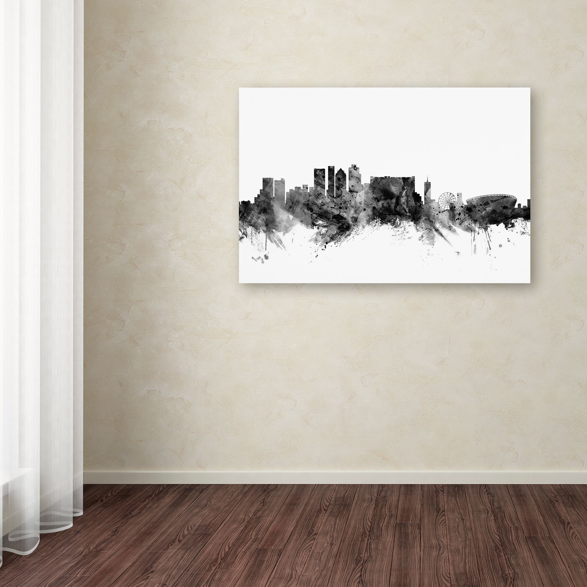 Trademark Fine Art "Cape Town S Africa Skyline B&W" Canvas Art by Michael Tompsett