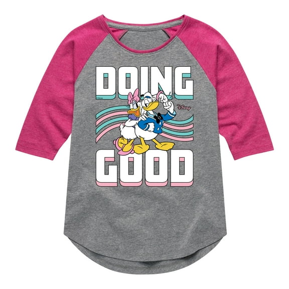 Disney - Mickey & Friends - Donald Duck & Daisy - Doing Good - Toddler And Youth Girls Raglan Graphic T-Shirt