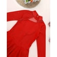 thumbnail image 6 of Lejafay Kids Girls Figure Ice Roller Skating Dress Rhinestone Long Sleeve Leotard Dresses Ballet Red 6, 6 of 7