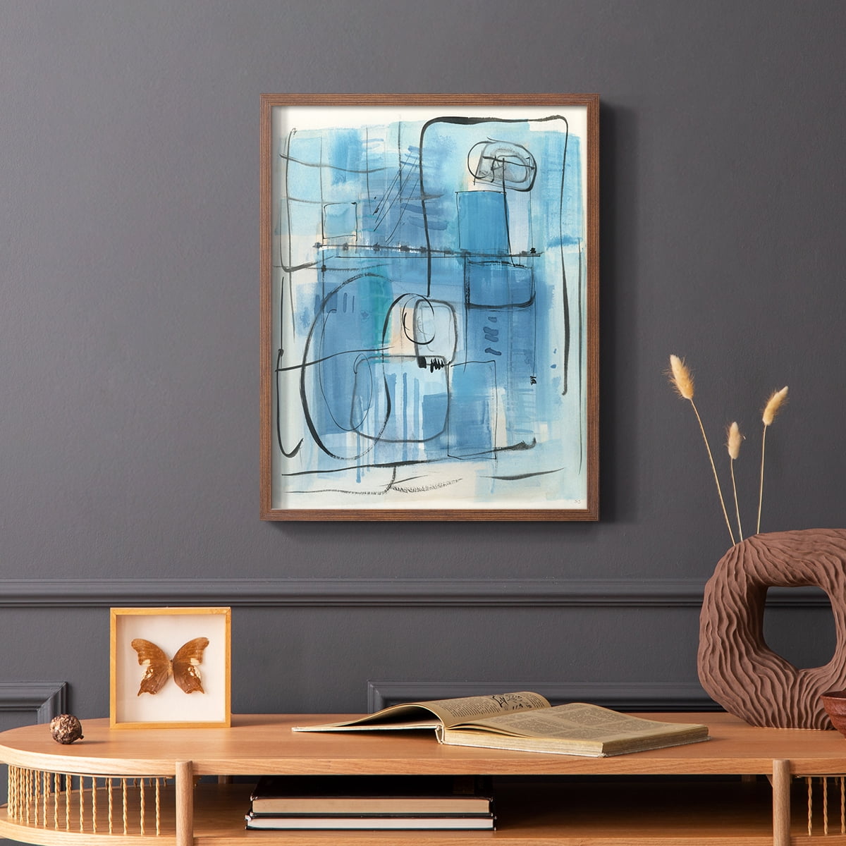 Amalfi Holiday Framed Print in Brown Solid Wood Framed Print No Nail Hanging