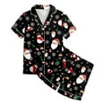 thumbnail image 4 of Landzoo Children's Casual Christmas Print Button Down Lapel Short Sleeved Top Shorts Pajamas Set, 4 of 4