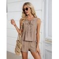 thumbnail image 5 of Women'S Summer Two-Piece Sleeveless Linen Suit Khaki S, 5 of 8