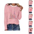 thumbnail image 1 of T-shirt à Manches Longues Rayé pour Femme Mardi Gras 2026, Col Rond, Carnaval, Blouse, 1 of 2