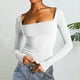 thumbnail image 2 of Camisetas para mujer,Blusa informal de cuello cuadrado para mujer, camisa holgada de manga larga, mezcla de poliéster y elastano, para uso diario en otoño e invierno, sopatenor, 2 of 9