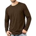thumbnail image 2 of BELTNOV Men's Long Sleeve Pocket T-Shirt Solid Color Crewneck Tee with Chest Pocket Casual Basic Top for Everyday Wear Coffee, 2 of 7