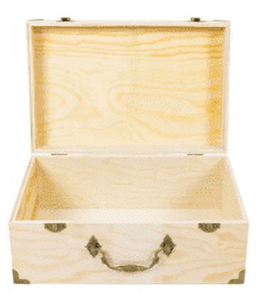 Hello Hobby Natural Wood Keepsake Box with Metal Latches, Handle, and Hinges, 12.60" x 8.9" x 5"