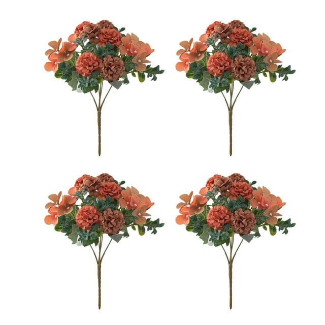 Flores artificiales Bewildely de bajo mantenimiento 4 piezas para decoración del hogar