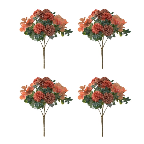 Flores artificiales Bewildely de bajo mantenimiento 4 piezas para decoración del hogar