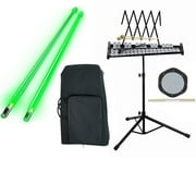 Band Directors Choice Educational Bell Kit Pack Deluxe w/Carry Bag, Drum Practice Pad & Green Light Up Drumsticks