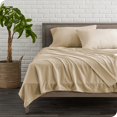 thumbnail image 4 of Bare Home Cozy Fleece Sheet Set - Extra Plush Polar Fleece - Deep Pocket - Split King, Sand, 4 of 10