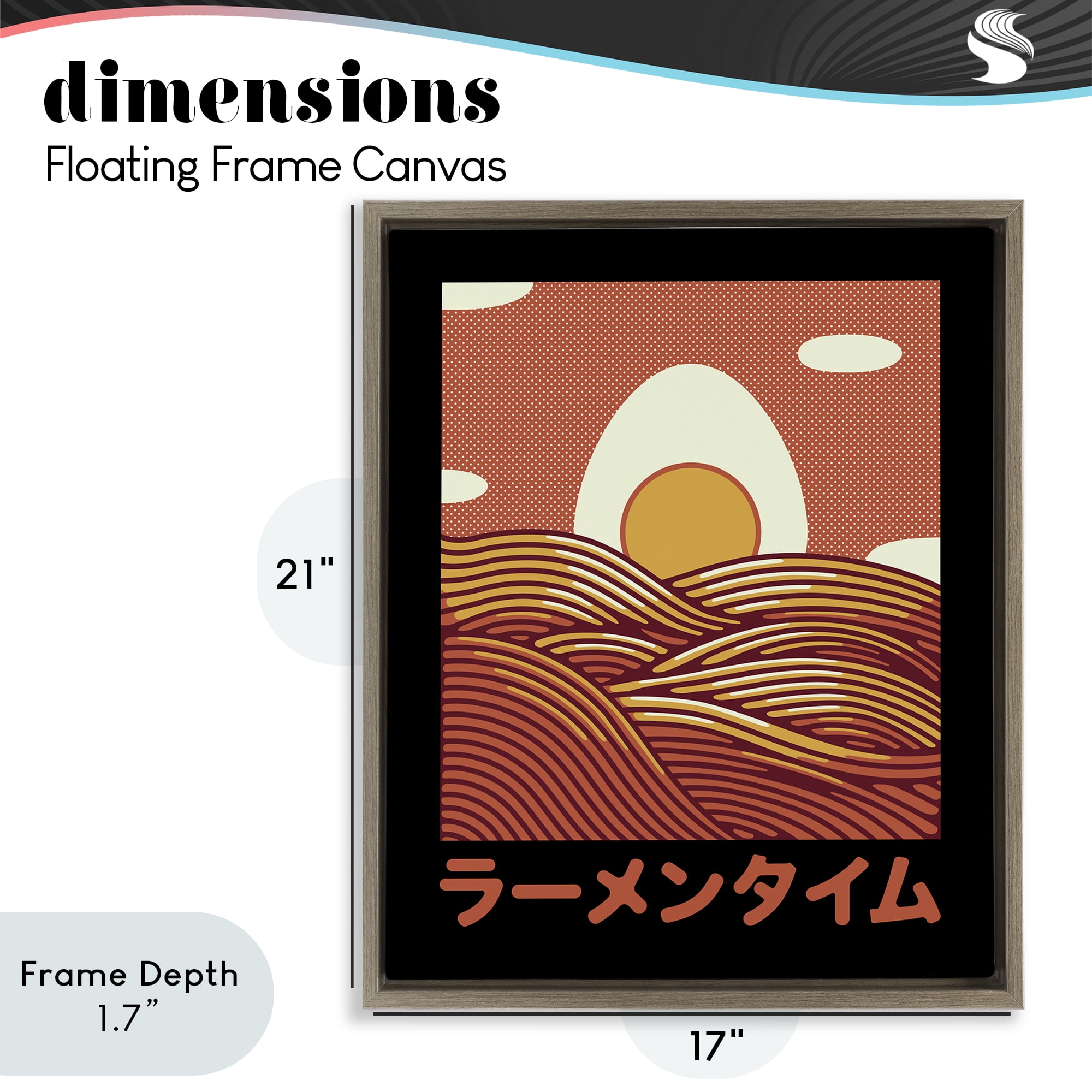 Stupell Industries Minimalist Egg & Ramen Sunset Brown Framed Floater Canvas Wall Art, design by Tobe Fonseca