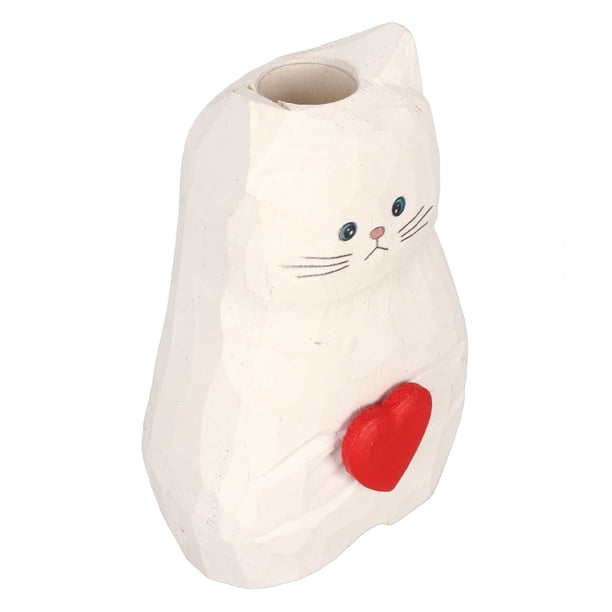 Jarrón De Madera Hecho A Mano, Decoración Del Hogar, Estatua De Gato De Madera Texturizada, Jarrón De Gato De Madera Para Oficina