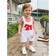 thumbnail image 5 of BemeyourBBs Newborn Baby Boys Golf Football Game Day Outfit Infant Baby Boy Spring Summer Fall Clothes Striped Short Sleeve Romper and Letter Ball Embroidery Overalls Shorts Set, 5 of 9