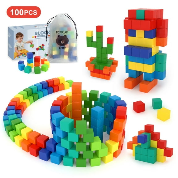 iTOYiFUN 100PCS Magnetic Blocks, Gifts for 3 4 5 6 Year Old, Magnet Building Blocks for Toddlers, Girls & Boys, Sensory - Montessori - Autism - Magnetic Toys for Kids Ages 3-5 4-8