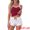 Red, variant on DARING DIVA Women's 2-Piece Pajama Set Lace Tops Sleeveless Floral Shorts S Pink