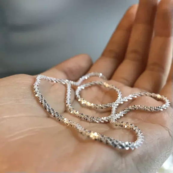 HOOUN 925 Silver Sparkling Gypsophila Chain Clavicle Necklace Women Wedding Jewelry-Silver