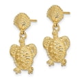 thumbnail image 2 of Diamond2Deal 14k Yellow Gold Shell and Turtle Post Dangle Earrings for Women (L- 0.9 in, W-0.44 in), 2 of 4