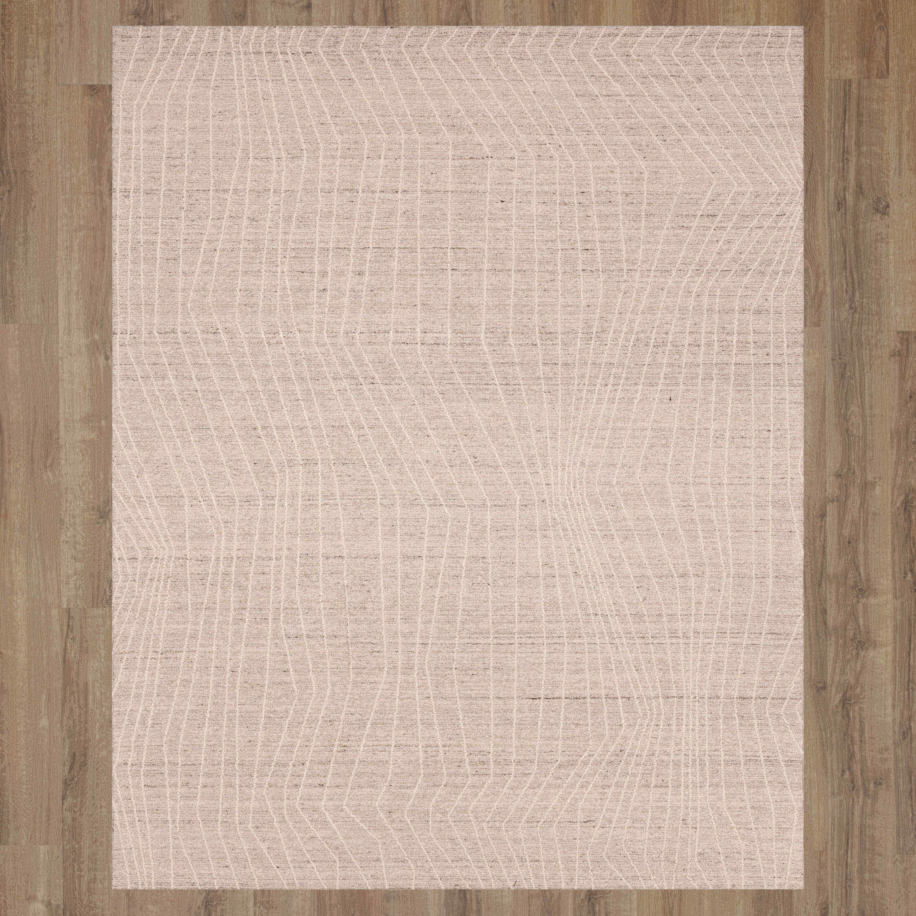 Mainstays Wool Lines Plush Indoor Fade Resistant Tufted Area Rug, Ivory, 8' x 10'