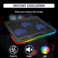 thumbnail image 2 of Refroidisseur d'Ordinateur Portable, Éclairage RGB, Support d'Ordinateur Portable de Jeu, Ventilateur USB, Stable et Robuste, 2 of 4