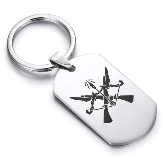 Stainless Steel Marksman Fantasy Class Dog Tag Keychain Circle Ring