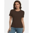 thumbnail image 5 of Women's Crew Neck Ribbed Fitted Shirt Basic Short Sleeves Summer T Shirt Tops, 5 of 7