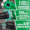thumbnail image 2 of Taladro atornillador inalámbrico BLOOSOM 10mm Anirona 1 batería de 1.5Ah accesorios maletín de transporte Verde, 2 of 4