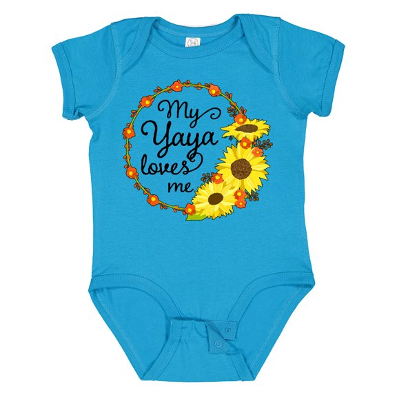 Inktastic My Yaya Loves Me with Sunflower Wreath Boys or Girls Baby Bodysuit